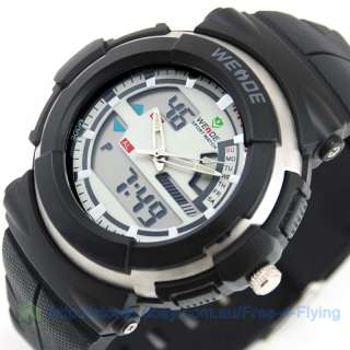 Classic Dual Core Men LCD Military Alarm Stop Day Watch  