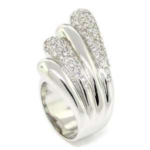  Windswept Large Action Cocktail Ring w/pavé White CZs 