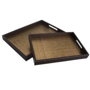  Set of Wooden Faux Crocodile Nested Decorative Trays with 