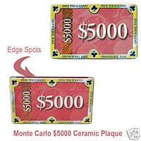 5,000 Monte Carlo Ceramic Poker Chip Plaque NEW WSOP  