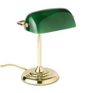   Bankers Lamp, Green Glass Shade, Brass Base, 14 Inches: Electronics