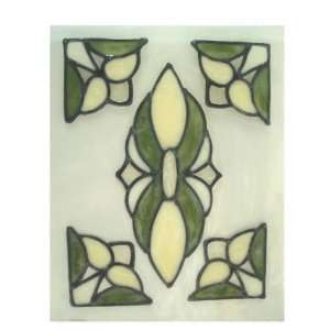 Window applique stained glass art medium pointed set sage ivory