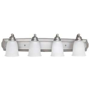    132 4 Light Bath Vanity Light in Matte Nickel with Acid Washed glass