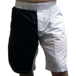 White and Black MMA Grappling Piranha Gear Blank Board Shorts (Flex 