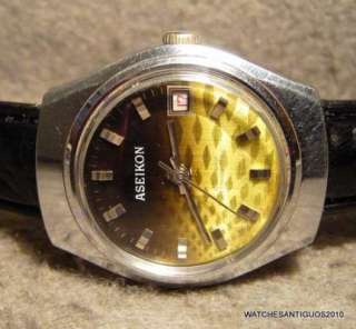 VINTAGE ASEIKON WATCH MEN´S MANUAL WIND RARE DIAL  