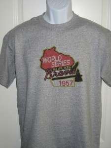 Milwaukee BRAVES 1957 World Series Logo T Shirt Large  