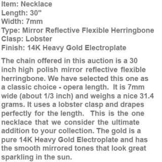   HEAVY GOLD GP CLASSIC 7mm HERRINGBONE 30 NECKLACE FAST FREE SHIP #204