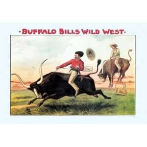  Buffalo Bill: Steer Riding 12X18 Art Paper with Black 