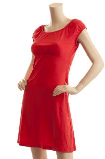THEORY FAN CORAL RED CAP SLEEVE SHIRT DRESS NEW SIZE M  