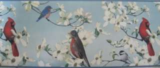 KINDS BIRDS CARDINAL ROBIN BLUE Wallpaper bordeR Wall  