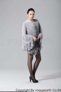 9186 new real knitted mink fur 5 color poncho shawl/cape/wrap/stole 