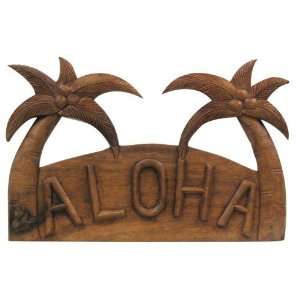  Hawaiian Wood Aloha Sign Aloha Palm Tree: Patio, Lawn 