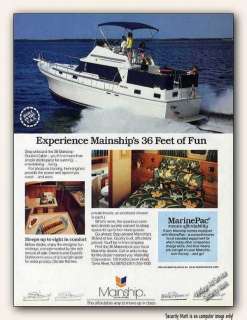 1985 Mainship 36 Double Cabin Cruiser Collectible Vintage Boat Ad 