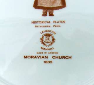 Blue Moravian Church Historical Plate Pennsylvania Rare  