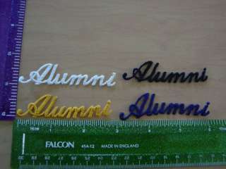 EMBROIDERED WORD Alumni IRON ON APPLIQUE PATCH Script  