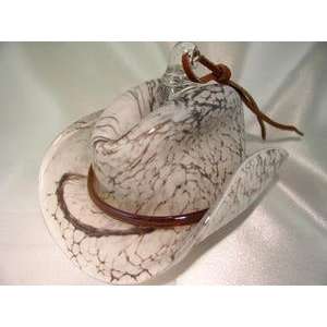   DBR Glass Hand Blown Glass Cowboy Hat Ornament White: Home & Kitchen