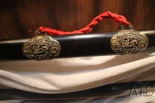   Hand Forged Folded Steel Dragon Sword Jian Wooden Scabbard Red Tassel