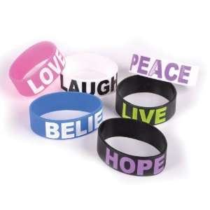  Wide Band Sayings Rubber Bracelets (6 Pk.) Toys & Games