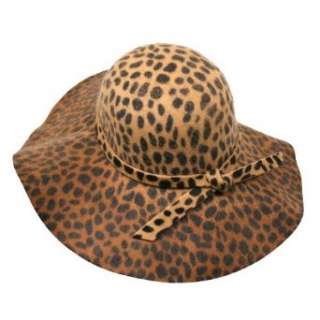  Gradient Brown Leopard 4.5 Wide Brim Floppy Hat: Clothing