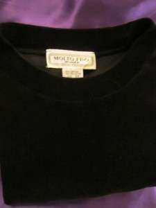 Womens MOLTO FINO Black Velvet Top Shirt Blouse Padded Shoulders 3X 