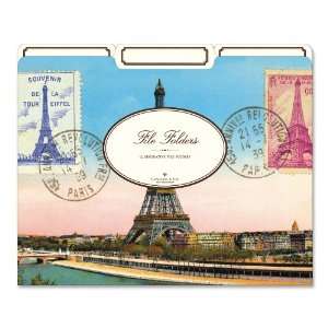  Cavallini File Folders Eiffel Tower, 12 Heavyweight File 