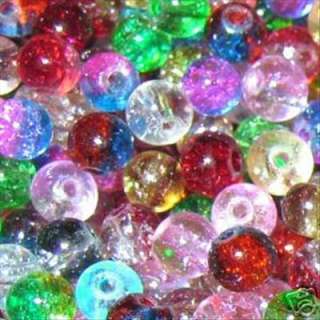 60pcs Crackle Glass Beads 8mm   ASSORTED   bgfa  