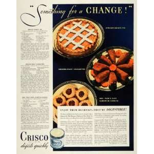   Ad Crisco Shortening Recipes Pies Cookies Desserts   Original Print Ad