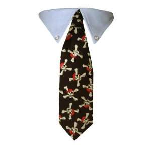  Dog Tie   Casual Black Pirate Print Dog Tie   Large   Made 