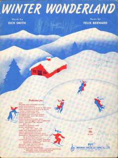 Winter Wonderland 1953 VINTAGE Christmas Sheet Music SKATE Ski 