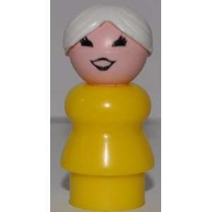  Vintage Little People Grandma (White Hair & Yellow Plastic 