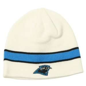  Panthers Band Stripe Winter Knit Beanie   White: Sports & Outdoors