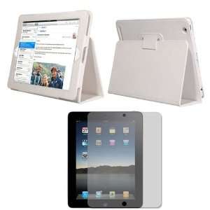  IPAD 2 slim fit White leather case with screen guard 