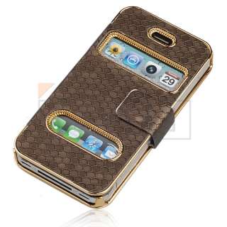 Gold Luxury Synthetic Leather Magnetic Flip Chrome Case Cover for 
