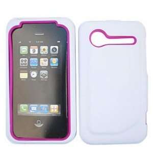  HTC Incredible 2 Jelly Case, Hot Pink Skin with white Snap Jelly 