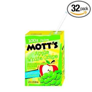 Motts 100% Juice, Apple White Grape, 6.75 Ounce Boxes (Pack of 32 