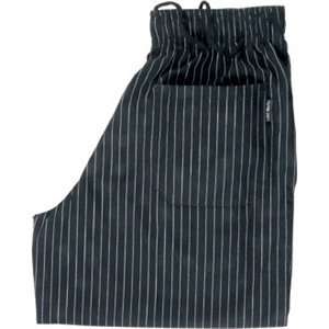   000 Yarn Dyed Designer Baggy Pants, Black and White Pinstripe, Size L