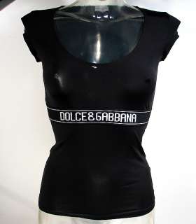 DOLCE & GABBANA womens logo T shirt microfiber D&G (black) NWT  