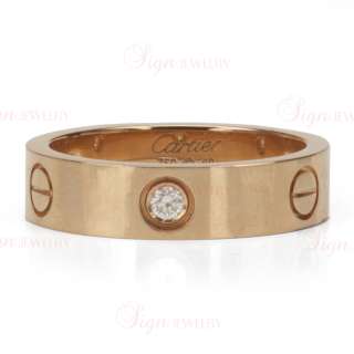 CARTIER Love 18k Rose Gold Diamond Wedding Band Ring  