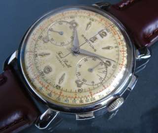OLD AND OVERSIZED 38MM BREITLING FOOTBALL CHRONOGRAPH SWISS WATCH FROM 