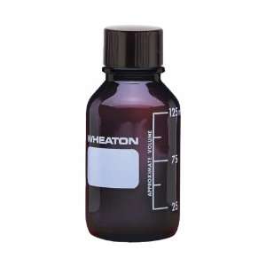Wheaton 219855 Amber Borosilicate Glass 125mL Graduated Media Bottle 