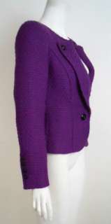 ESCADA Purple Wool Basketweave Collarless Jacket 36  