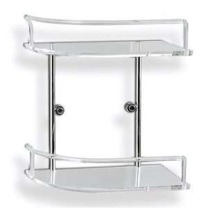   Plexiglass Double Corner Bathroom Shelf with Plexiglass Railing 2583