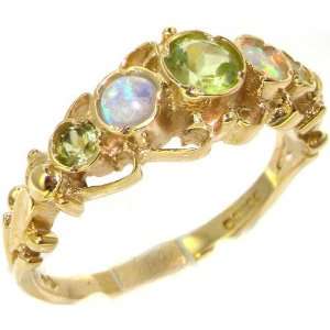 Solid Yellow Gold Genuine Fiery Opal Ring of English Georgian Design 