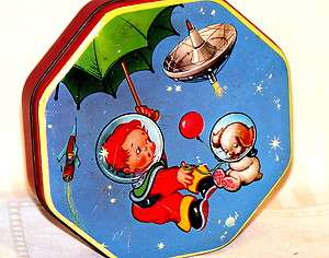 Wilkin Cremona Boy in Space Dog Toffee Candy Tin 1940s  