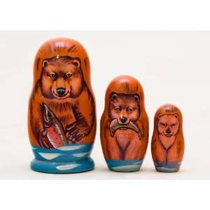  Grizzly Bear Nesting Doll 3pc./3.5 Toys & Games