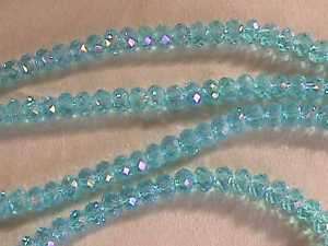 Aqua Blue Luster Quartz Crystal Rondelle Beads 6mm  