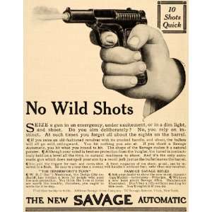  1910 Ad Savage Automatic Pistol Rifle Firearms Gun 