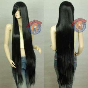 150cm 59 Beautiful womens long black hair wig wigs  