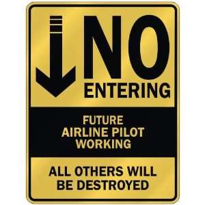   NO ENTERING FUTURE AIRLINE PILOT WORKING  PARKING SIGN 