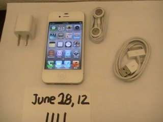 Apple iPhonE 4 16GB WHITE AT&T NO CONTRACT GREAT WARRANTY 06/2012 16GB 